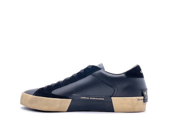 CRIME LONDON LOW TOP DISTRESSED Sneaker uomo in pelle nera