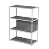 Libreria media con 3 vani a giorno con ripiani, base, cappello e schiena in melaminico e struttura metallica cm. 90x46x119h