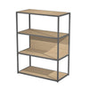 Libreria media con 3 vani a giorno con ripiani, base, cappello e schiena in melaminico e struttura metallica cm. 90x46x119h