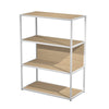 Libreria media con 3 vani a giorno con ripiani, base, cappello e schiena in melaminico e struttura metallica cm. 90x46x119h