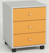 Cassettiera in legno su ruote a 3 cassetti cm. 42,6x41x53h