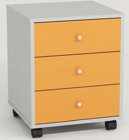 Cassettiera in legno su ruote a 3 cassetti cm. 42,6x41x53h