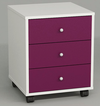 Cassettiera in legno su ruote a 3 cassetti cm. 42,6x41x53h