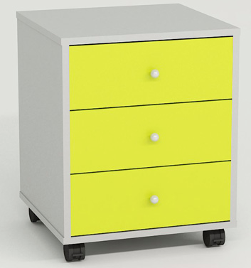 Cassettiera in legno su ruote a 3 cassetti cm. 42,6x41x53h