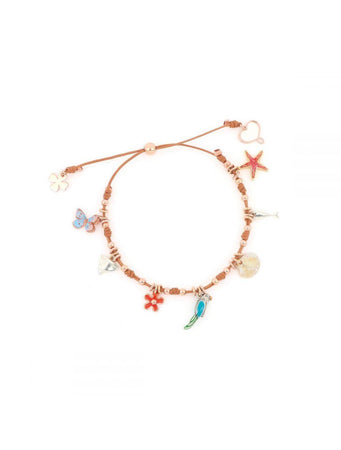 Maman et sophie BRACCIALE DI FILO BEIGE CON CHARMS VIAGGIO
