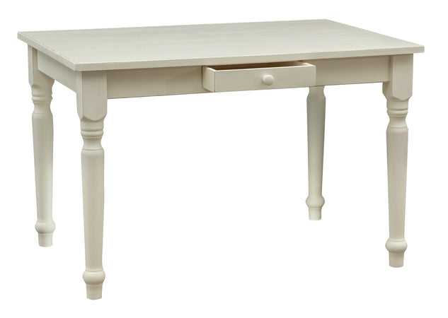 Biscottini Tavolo scrittoio Country in legno massello di tiglio finitura bianca anticata L120xPR80xH80 cm. Made in Italy