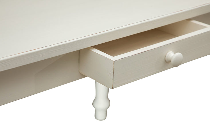 Biscottini Tavolo scrittoio Country in legno massello di tiglio finitura bianca anticata L120xPR80xH80 cm. Made in Italy