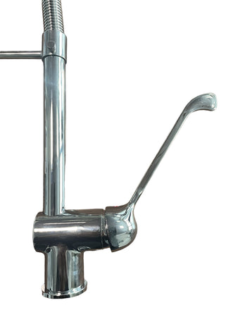 Rubinetto cucina industriale 50 cm in ottone con leva clinica e doccetta multigetto professionale
