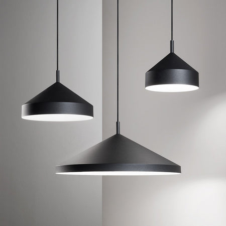 Sospensione Industrial-Minimal Yurta Metallo Nero 1 Luce E27 D21