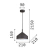 Sospensione Industrial-Minimal Yurta Metallo Nero 1 Luce E27 D21