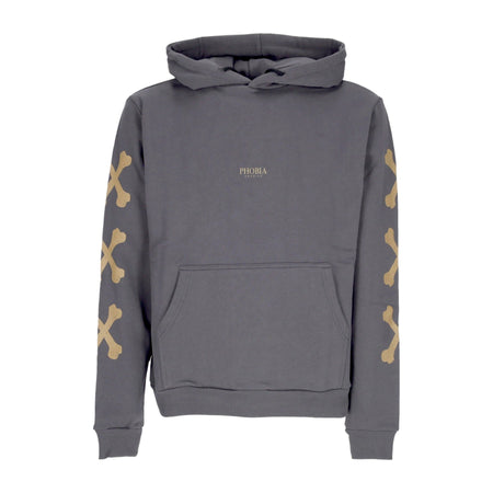 PHOBIA Felpa Leggera Cappuccio Uomo Cross Bones Hoodie Grey/beige da uomo