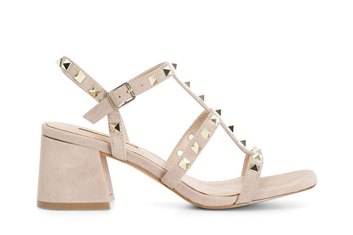 SANDALO IN PELLE SCAMOSCIATA CON BORCHIE
