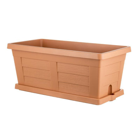 VASO FIORIERA RETTANGOLARE EFFETTO LEGNO CM. 100X44X40H BAMA CON SOTTOVASO