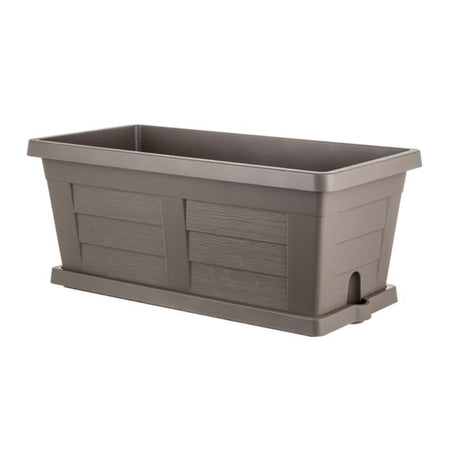 VASO FIORIERA RETTANGOLARE EFFETTO LEGNO CM. 100X44X40H BAMA CON SOTTOVASO