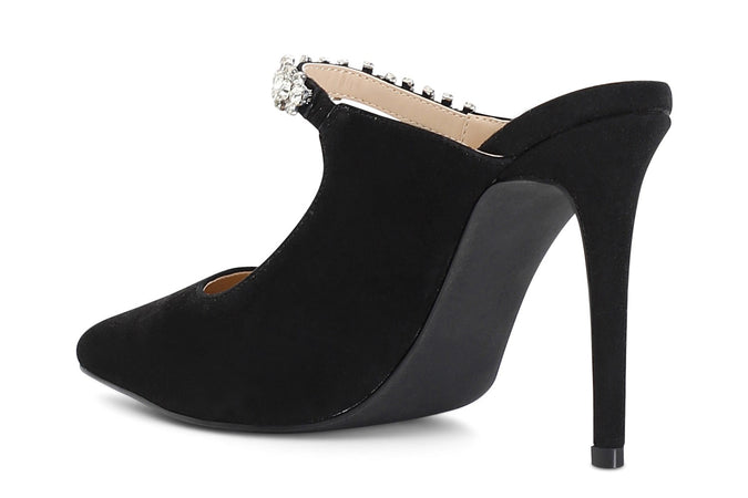 DECOLLETE IN PELLE SCAMOSCIATA APERTE DIETRO CON STRASS
