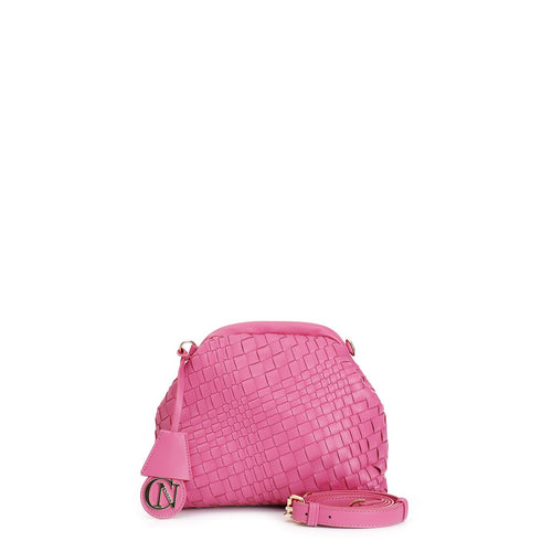 POCHETTE CON INTRECCIO IRREGOLARE E ACCESSORIO CN PENDENTE