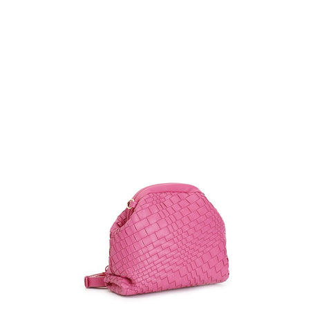 POCHETTE CON INTRECCIO IRREGOLARE E ACCESSORIO CN PENDENTE