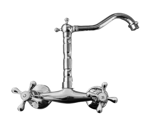 Rubinetto a parete cromato  vintage completo