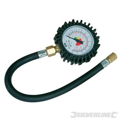 Manometro pressione con tubo flessibile per pneumatici 0 -100 psi Silverline - Eternal Brico