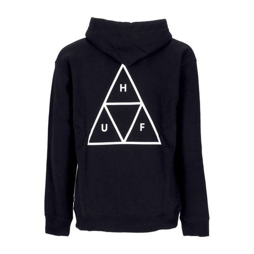 HUF Felpa Cappuccio Uomo Essentials Tt P/o Hoodie Black da uomo