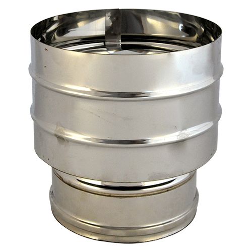 FUMAIOLO A CAPPELLO DOPPIA PARETE 'ANTIVENTO' Ø 10/15 cm acciaio inox -DF 702671