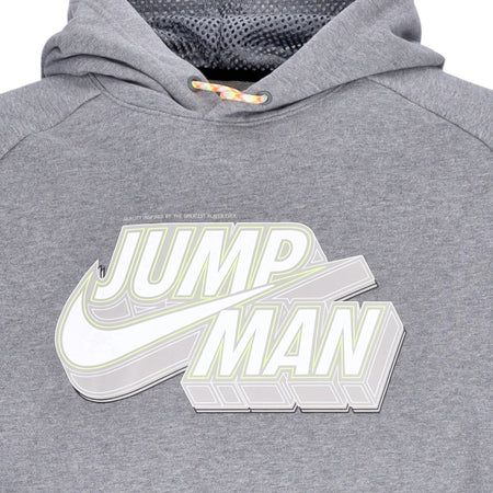 JORDAN Felpa Leggera Cappuccio Uomo Jumpman Fleece Pullover Hoodie Carbon Heather da uomo