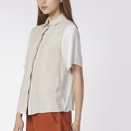 CAMICIA BIMATERIALE INCROCIO DIETRO