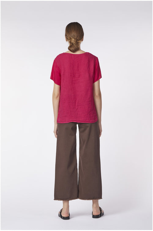 BLUSA BIMATERIALE INCROCIO DAVANTI