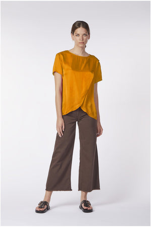 BLUSA BIMATERIALE INCROCIO DAVANTI