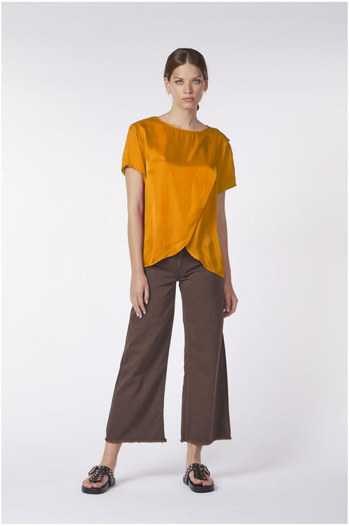 BLUSA BIMATERIALE INCROCIO DAVANTI