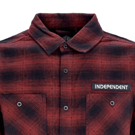 INDEPENDENT Camicia Manica Lunga Uomo Tilden Flannel L/s Shirt Maroon da uomo