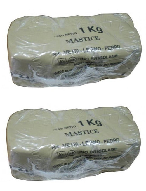 2 pz Mastice Stucco Vetri Vetro Ferro Legno Da 1 Kg Uso Professionale Fer 61407