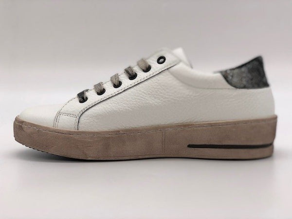 TIMELY Sneaker casual pitone bianco/nero Bottalato bianco