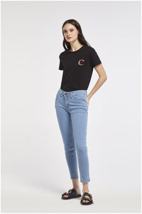 PANTALONE SKINNY CON ABRASIONI ALL'ORLO