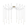 Sospensione Industrial-Minimal Lucciola Metallo Ottone 16 Luci Led 16W 3000K
