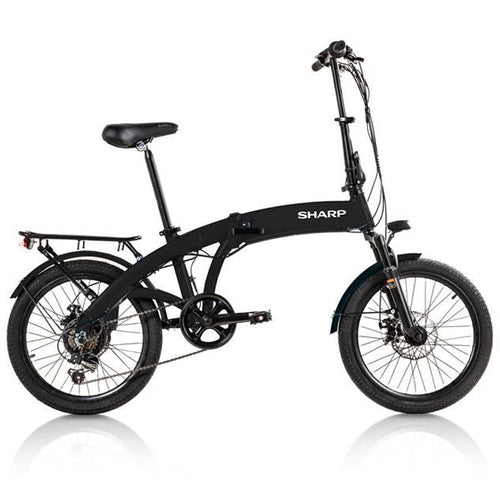 SHARP BRNO (BK-BM04E-B) FOLDABLE E-BIKE (NERA) - BICICLETTA ELETTRICA - RUOTE 20X2.25 - MOTORE 250W 36V - BATTERIA 36V 10AH CERTIFICATA - TELAIO IN ALLUMINIO - AUTONOMIA FINO AD 45KM