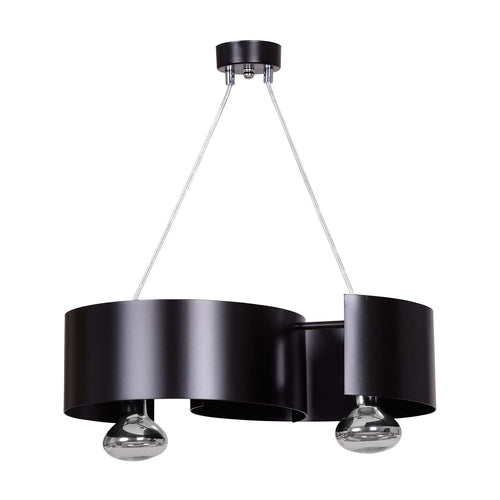 Lampadario Moderno 2 Luci Vixon In Acciao Nero E Cromo