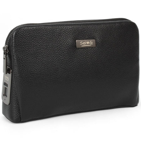 Sei G pochette nera da uomo con lucchetto ID