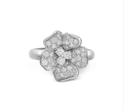 LEOPIZZO- Anello Flora oro bianco