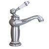 Rubinetto miscelatore per lavabo bagno vintage con dettagli in ceramica cromato