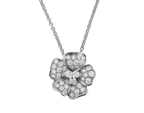 LEOPIZZO - Collana con ciondolo Flora oro bianco