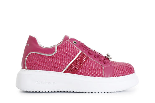 SNEAKERS IN RAFIA CON STRASS LATERALE EACCESSORI GIOIELLO LEVA E METTI