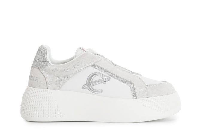 SLIPON IN PELLE SCAMOSCIATA LAMINATA CON RIPORTI GLITTER