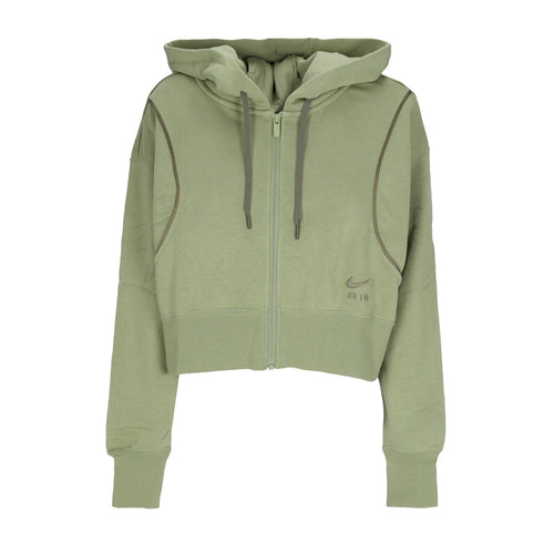 Nike Felpa Cappuccio Zip Donna Sportswear Air Fleece Full-zip Hoodie Alligator/medium Olive/medium Olive da donna