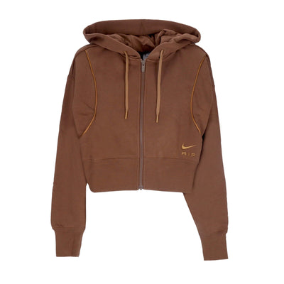 Nike Felpa Cappuccio Zip Donna Sportswear Air Fleece Full-zip Hoodie Cacao Wow/ale Brown/ale Brown da donna