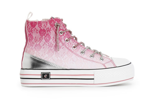 SNEAKERS MID PIZZO DEGRADè CON LACCI STRASS