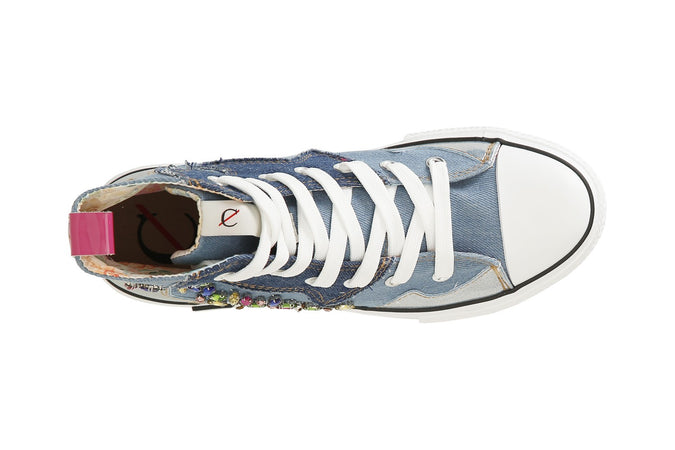 SNEAKERS MID IN TESSUTO CON STRASS