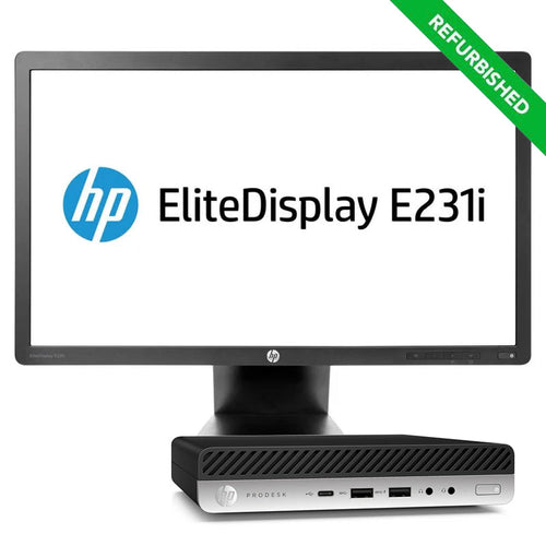 RINOVO RNBUNDLE44 - HP 600-800 G4/G5 ULTRA MINI PC - CPU INTEL i5 8 GEN - RAM 8GB - SSD 256GB - WIN 11 PRO + MONITOR HP 23 (E23I) Grade A - Garanzia 1 anno