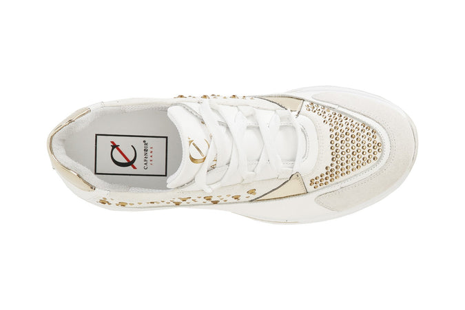 SNEAKERS IN PELLE E STRASS