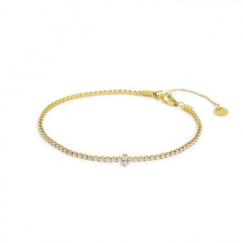 Marlù - CAVIGLIERA TENNIS CRISTALLI BIANCHI E CRISTALLO BAGUETTE BIANCO PVD ORO
